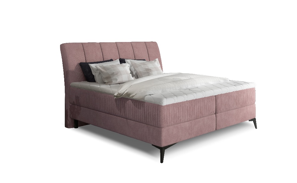 Kontinentální postel 160 cm Alberto (růžová) (s matracemi)