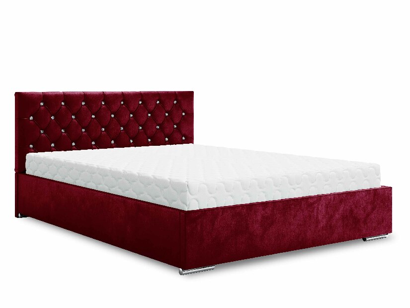 Manželská postel 160 cm Kerry (bordó) (s roštem a úložným prostorem)