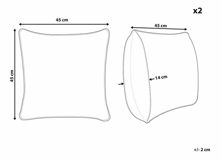 Sada 2 ozdobných polštářů 45 x 45 cm Pilliea (béžová)