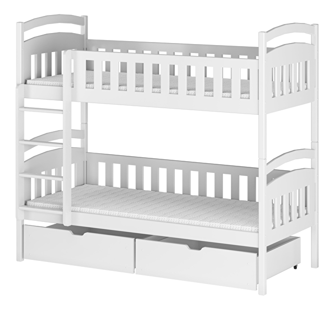Dětská postel 90 cm Marlo (s roštem a úl. prostorem) (bílá)