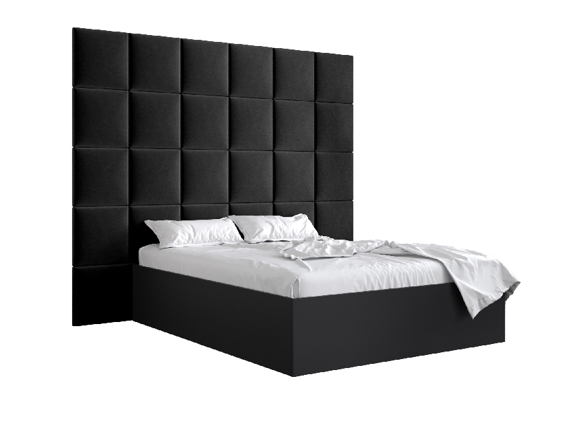 Manželská postel s čalouněným čelem 160 cm Brittany 3 (černá matná + černá) (s roštem)
