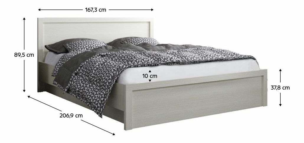 Manželská postel 160 JESS (bílá) (s roštem a matrací)