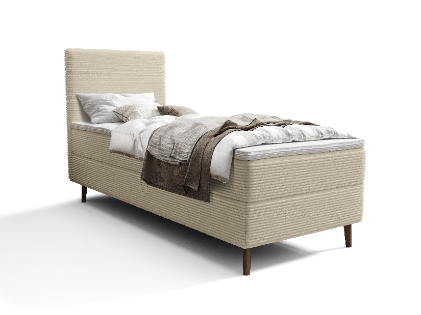 Jednolůžková postel 80 cm Napoli Comfort (krémová) (s roštem, s úl. prostorem)