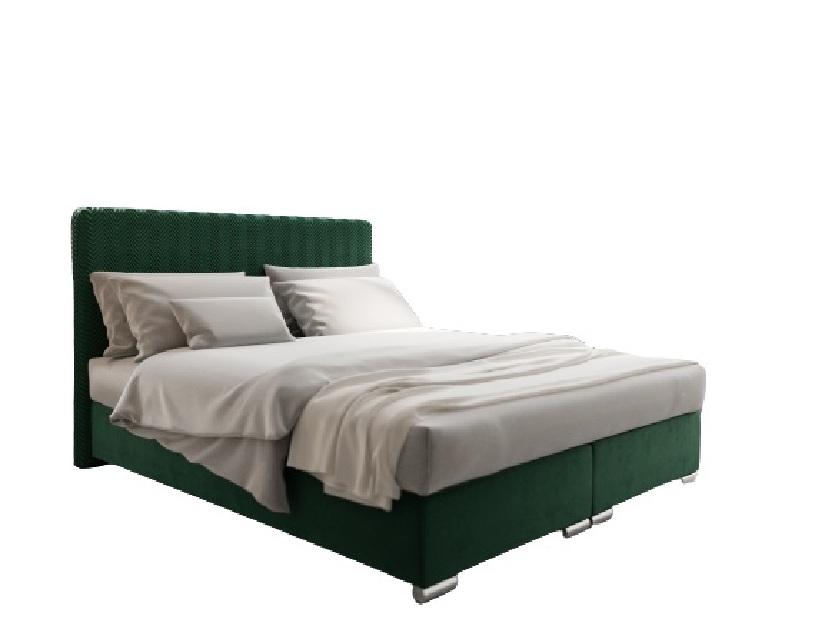 Manželská postel 180 cm Boxspring Penarth Comfort (tmavě zelená) (s roštem, matrací a úl. prostorem)