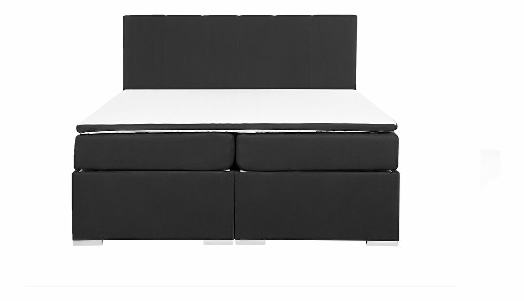 Kontinentální postel 160 cm LORRO (polyester) (černá) (s roštem a matrací)