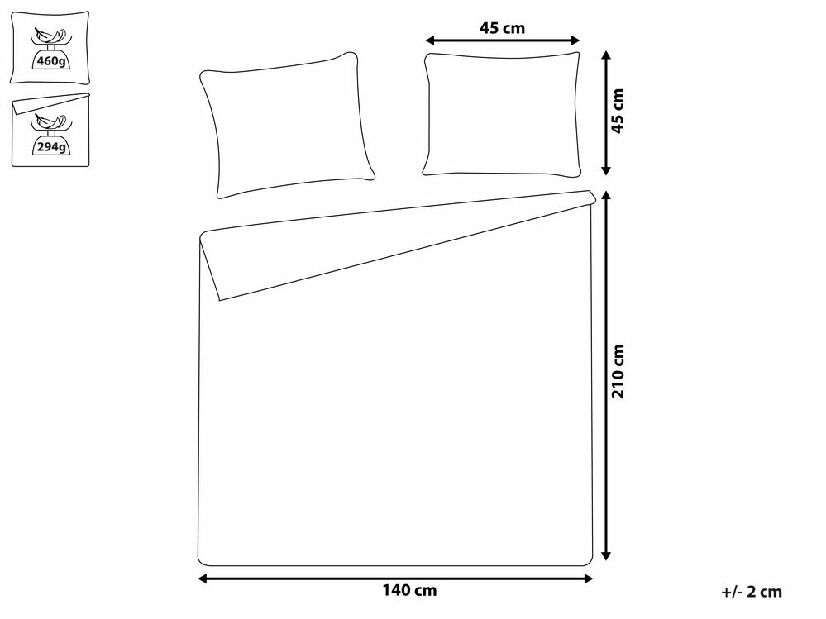 Sada přehozu na postel a polštářů 140 x 210 cm Samaří (šedá)