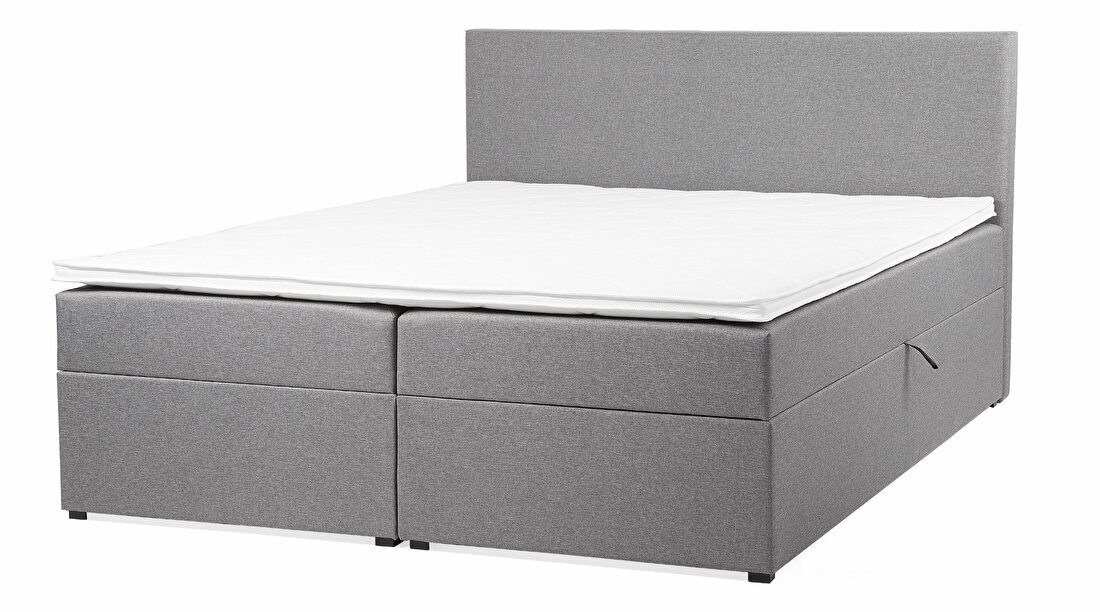 Manželská postel Boxspring 160 cm SENNOR (s matracemi a úl. prostorem) (šedá)