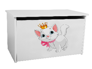 Úložný box pro děti Davina (bílá + kočka)