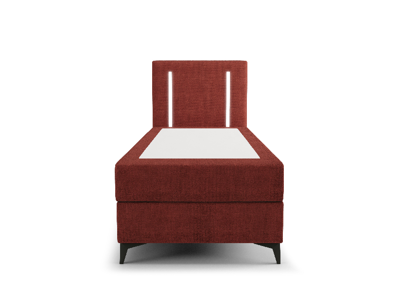 Jednolůžková postel 90 cm Ortega Comfort (červená) (s roštem a matrací, s úl. prostorem) (s LED osvětlením)