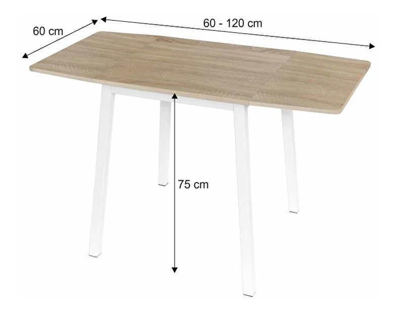 Jídelní stůl Munrit (pro 4 osoby) (dub sonoma + bílá)