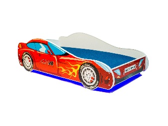 Dětská postel 140x70 cm Závodník (s roštem a matrací) (červená)