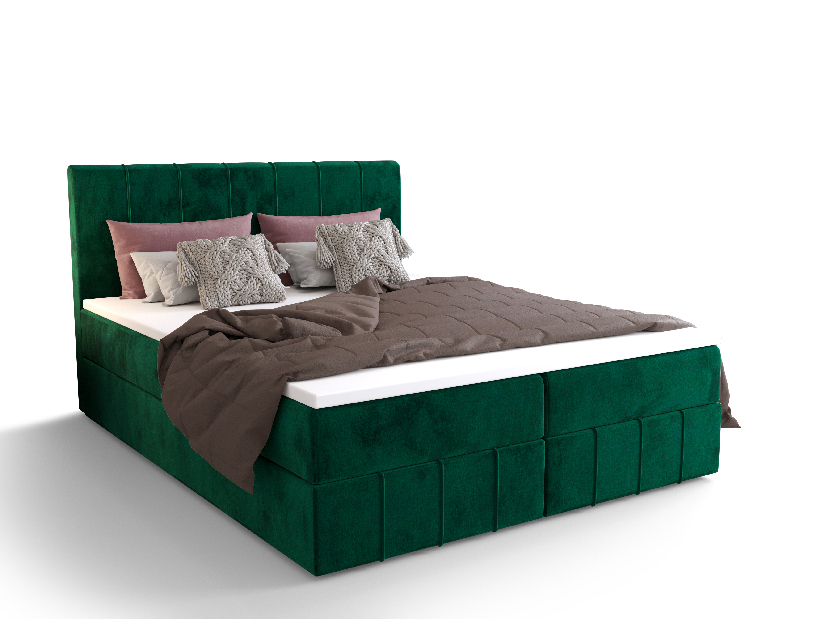 Manželská postel Boxspring 180 cm Barack Comfort (olivová) (s matrací a úložným prostorem)