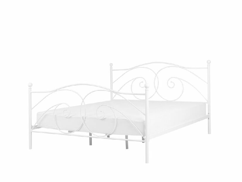 Manželská postel 180 cm DIROU (s roštem) (bílá)