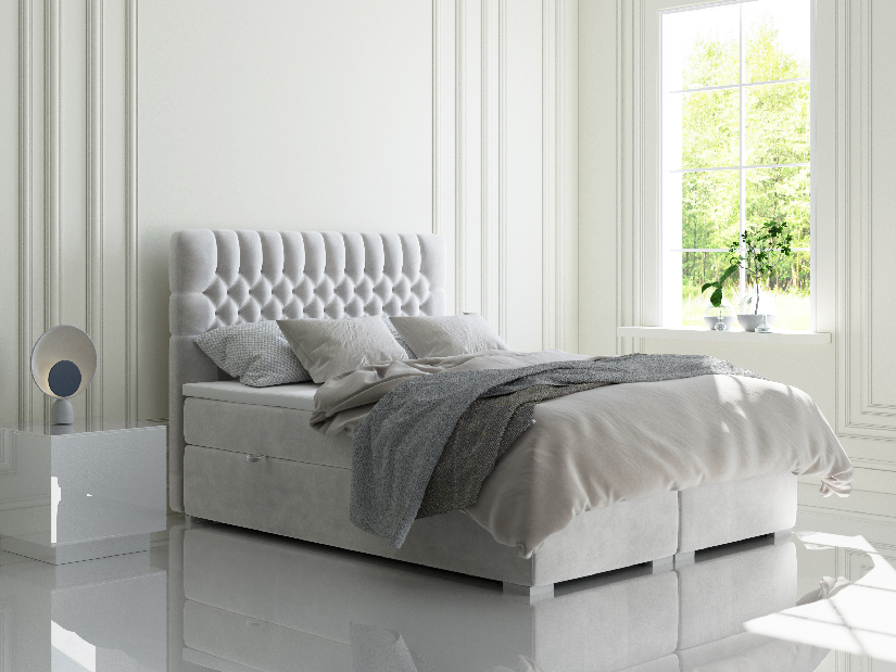 Kontinentální postel 160 cm Daliny (světle šedá) (s úložným prostorem)