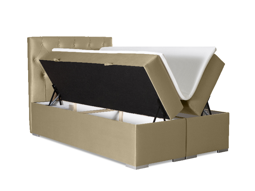 Kontinentální postel 140 cm Ronda (zlatá) (s úložným prostorem)