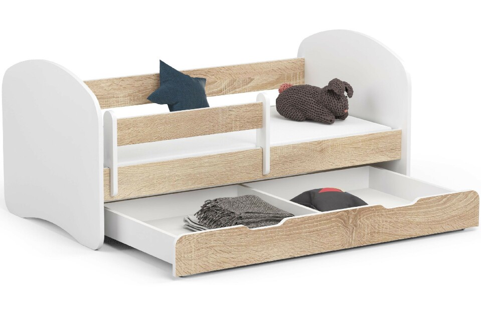 Dětská postel Pranshi (dub sonoma) (s matrací)