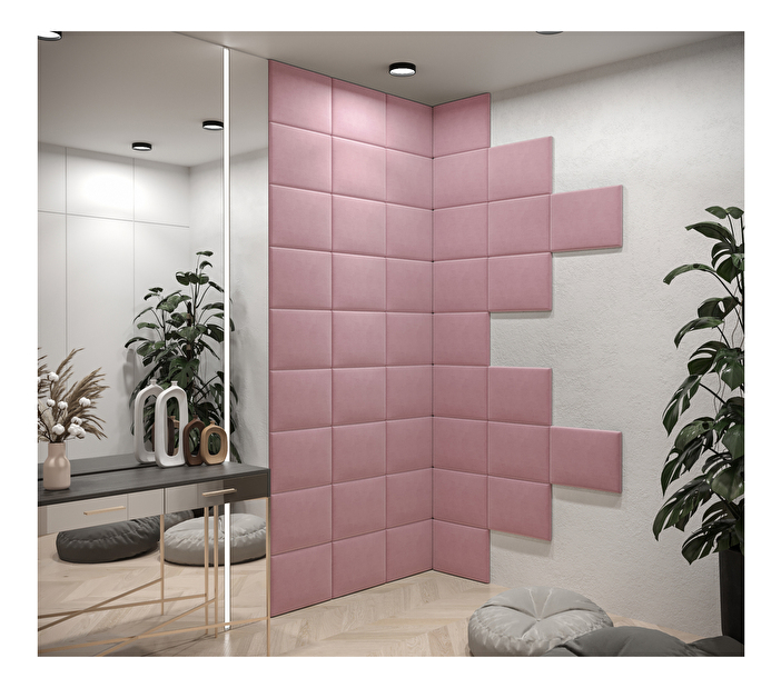 Čalouněný panel Cubic 40x30 cm (růžová)