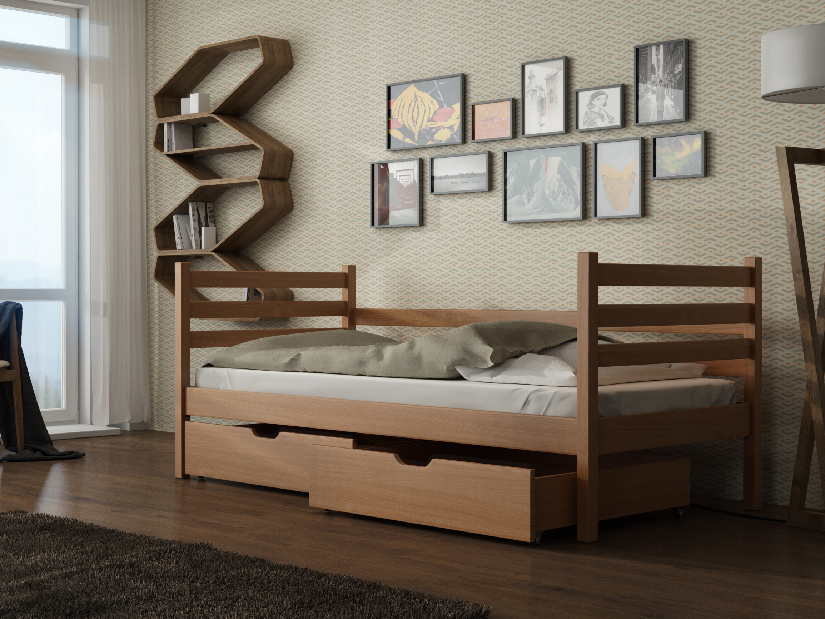 Dětská postel 90 cm Marisa (s roštem a úl. prostorem) (buk)