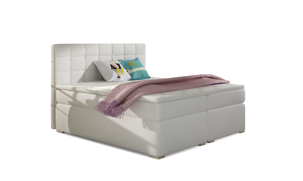 Manželská postel Boxspring 140 cm Abbie (bílá) (s matracemi)