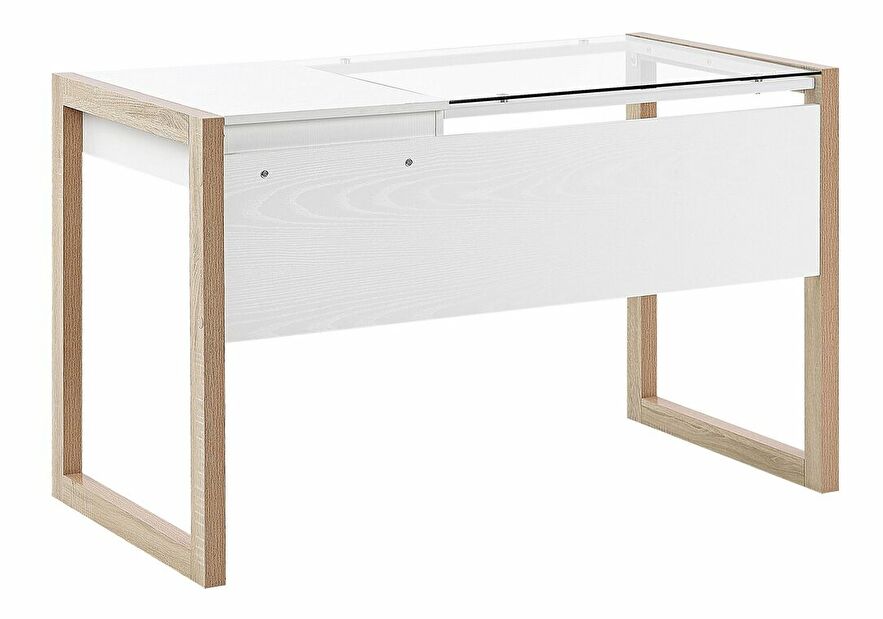 PC stolek JANAS (světlé dřevo + bílá)