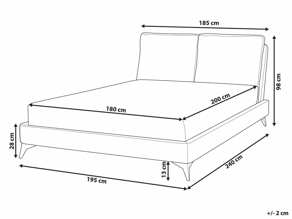 Manželská postel 180 cm MELIA (polyester) (tmavě šedá) (s roštem)