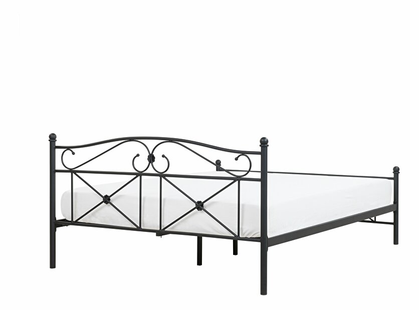 Manželská postel 160 cm RANDEZ (s roštem) (černá)