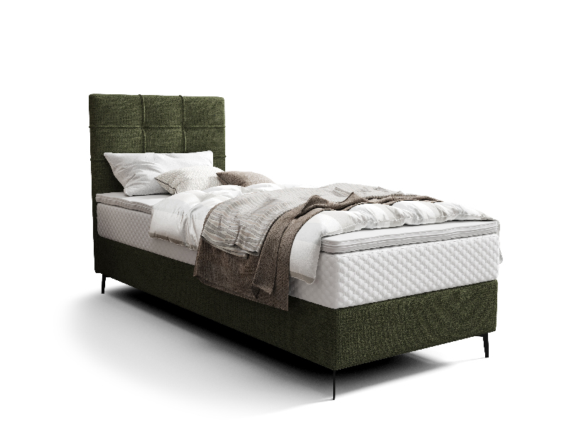 Jednolůžková postel 80 cm Infernus Comfort (tmavě zelená) (s roštem, s úl. prostorem)