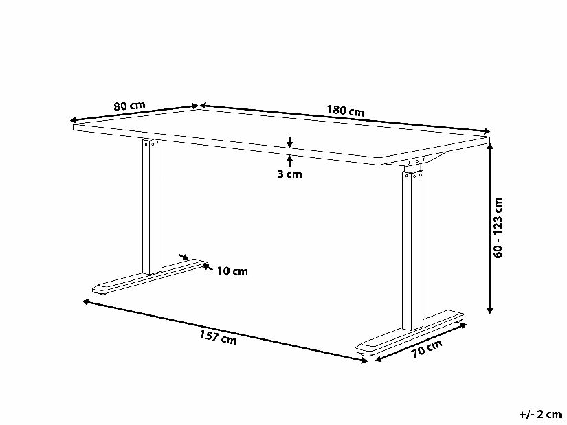 Psací stůl DESIRA II (180x80 cm) (šedá + černá) (el. nastavitelný)