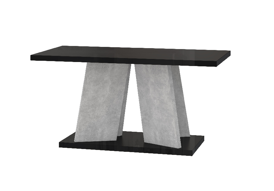 Konferenční stolek Mulnu (lesk černý + kámen)