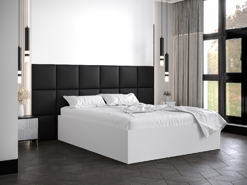 Manželská postel s čalouněným čelem 160 cm Brittany 4 (bílá matná + černá) (s roštem)