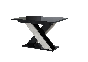 Jídelní stůl Xalin (lesk černý + kámen) (pro 4 až 6 osob)