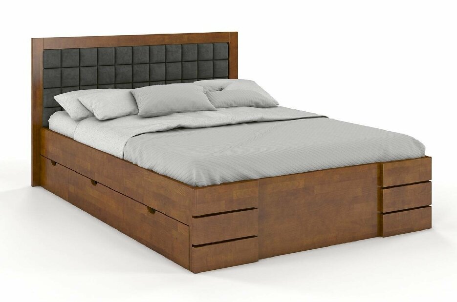 Manželská postel 180 cm Naturlig Storhamar High Drawers (buk)