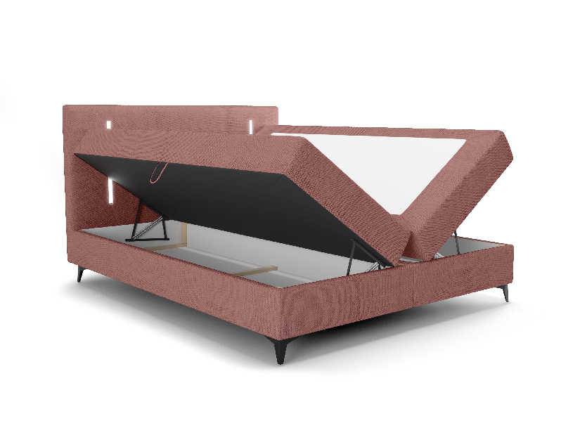 Manželská postel 180 cm Ortega Bonell (terakota) (s roštem, s úl. prostorem) (s LED osvětlením)