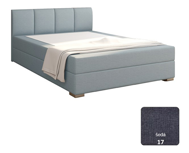 Manželská postel Boxspring 140 cm Rhoni (šedá) (s roštem, matrací a úl. prostorem) *výprodej