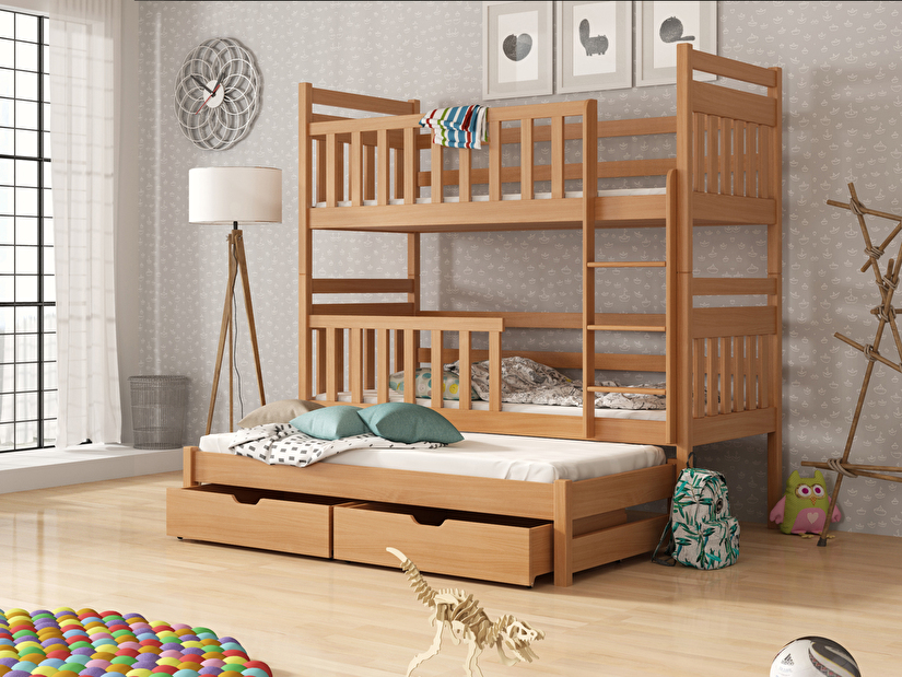 Dětská postel 90 cm KRISTY (s roštem a úl. prostorem) (buk)