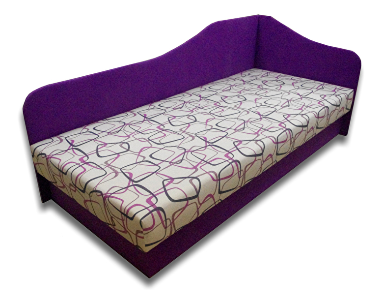 Jednolůžková postel (válenda) 80 cm Lady 87 (Fialová 49 + Dodo 1058) (P)