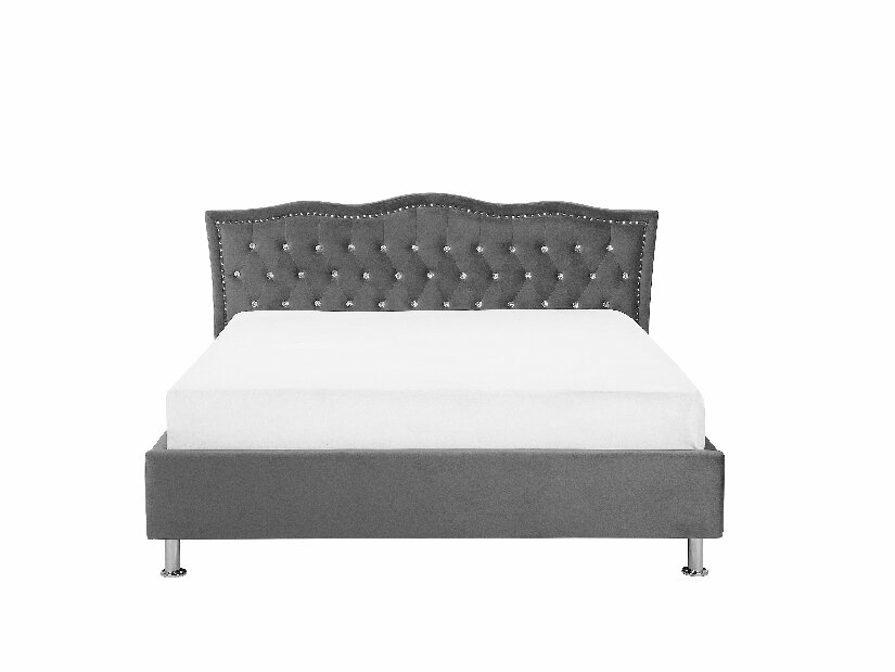 Manželská postel 160 cm MATH (s roštem a úl. prostorem) (tmavě šedá sametová)