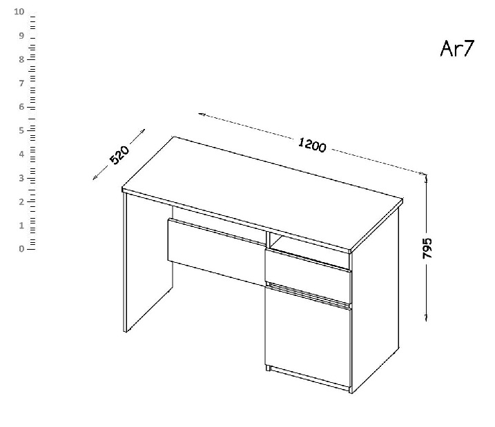 PC stolek typ AR7 Alishia (bílá + dub wotan)