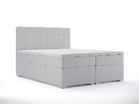 Manželská postel Boxspring 180 cm Clady (bílá ekokůže) (s úložným prostorem)