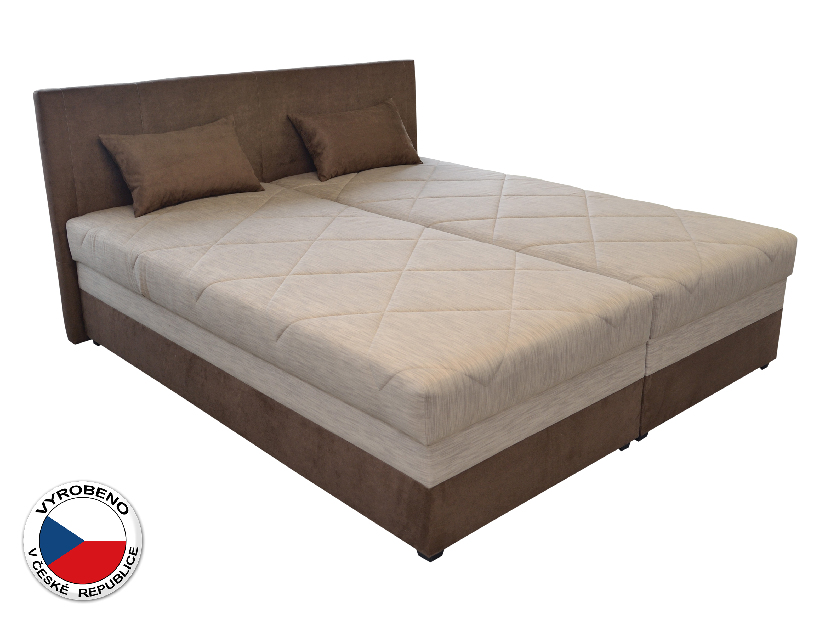 Manželská postel 160 cm Blanář Aveny (béžová + hnědá) (s rošty a matracemi)