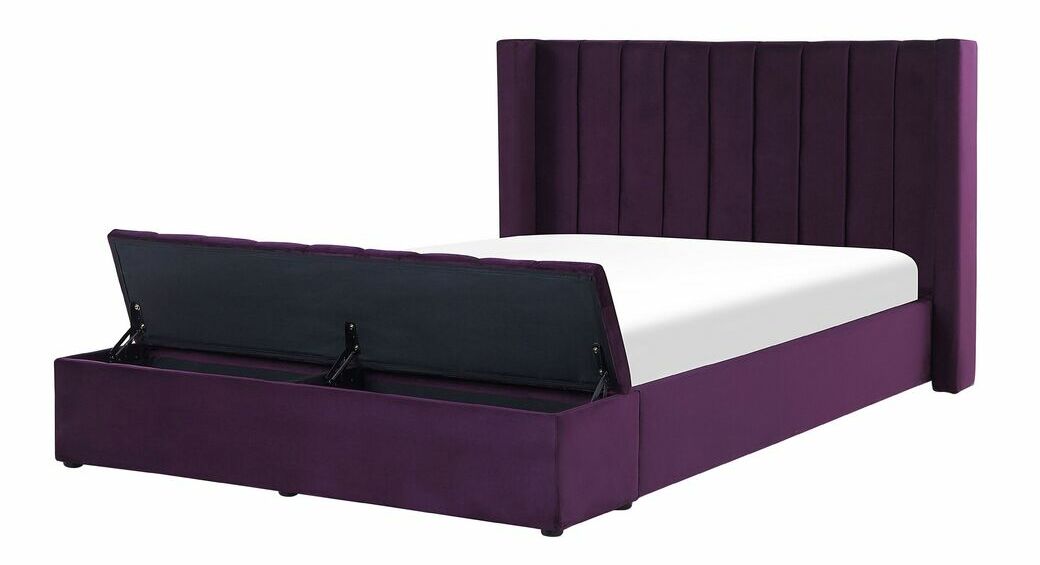 Manželská postel 140 cm NAIROBI (textil) (fialová) (s roštem)