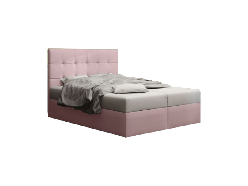 Manželská postel Boxspring 140 cm Duel 2 Comfort (růžová) (s matrací a úložným prostorem)