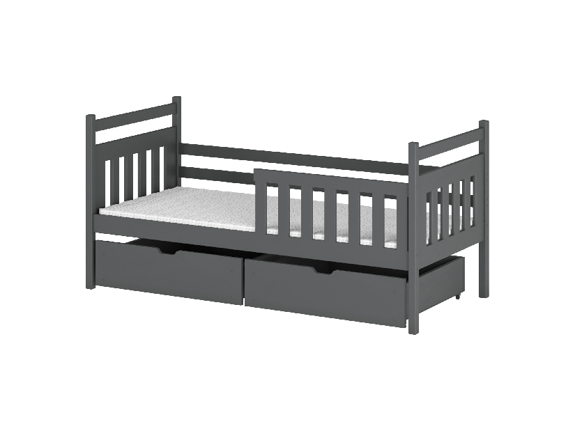 Dětská postel 80 cm Kasey (s roštem a úl. prostorem) (grafit)