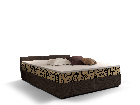 Manželská posteľ  Boxspring 140 cm Ceren (vzor + tmavohnedá) (s matracom a úložným priestorom)