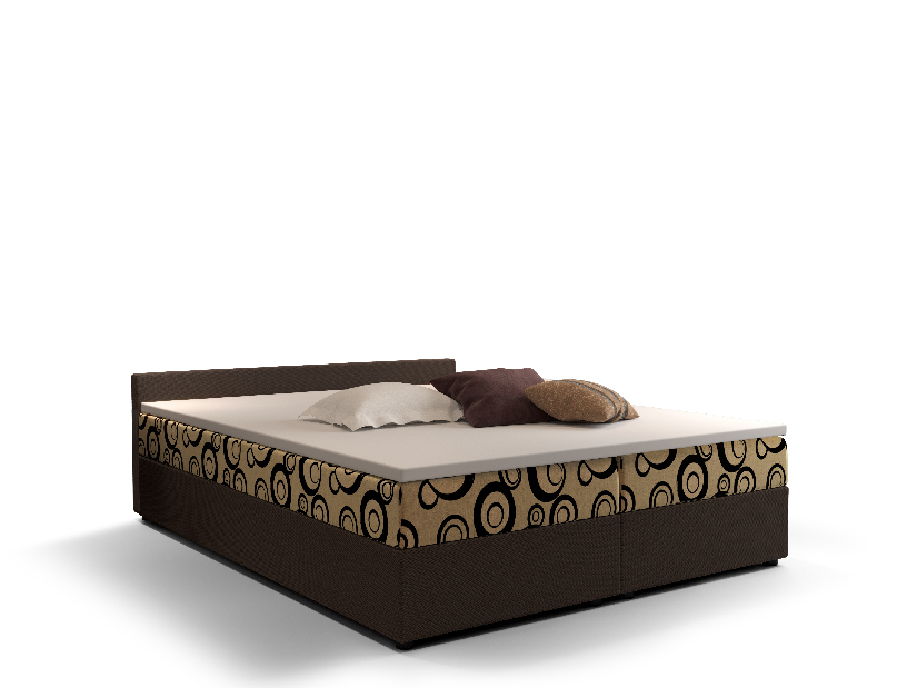Manželská postel Boxspring 180 cm Ceren (vzor + tmavě hnědá) (s matrací a úložným prostorem)