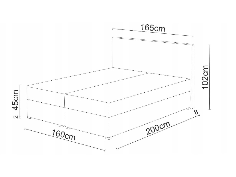 Kontinentální postel 160x200 cm Waller Comfort (tmavě šedá) (s roštem a matrací)