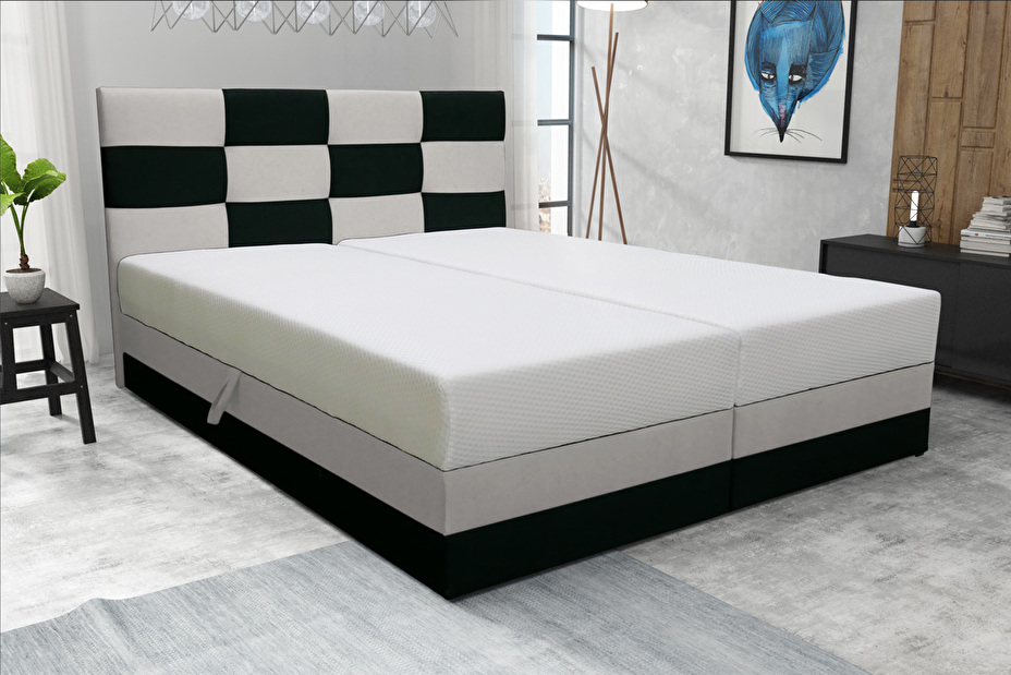 Manželská postel 160 cm Marion (s roštem a matrací) (černá + bílá)