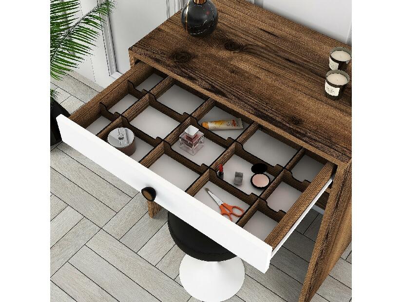 Toaletní stolek Logan (bílá + ořechové dřevo)