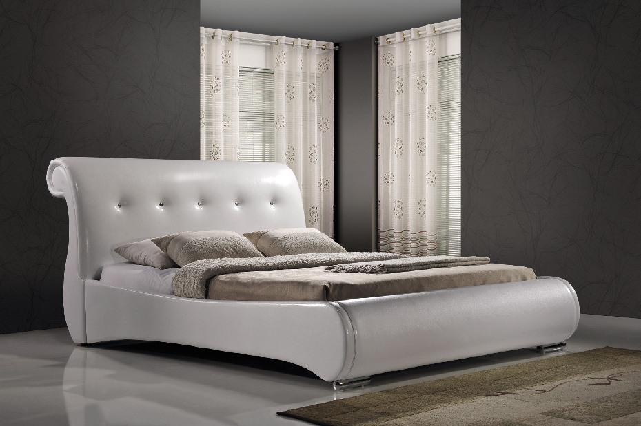 Manželská postel 160 cm Mokka (bílá) (s roštem)