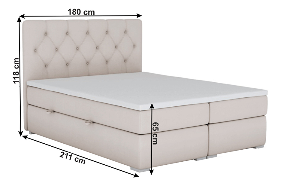 Manželská postel Boxspring 180 cm Elaine (s matracemi) *výprodej